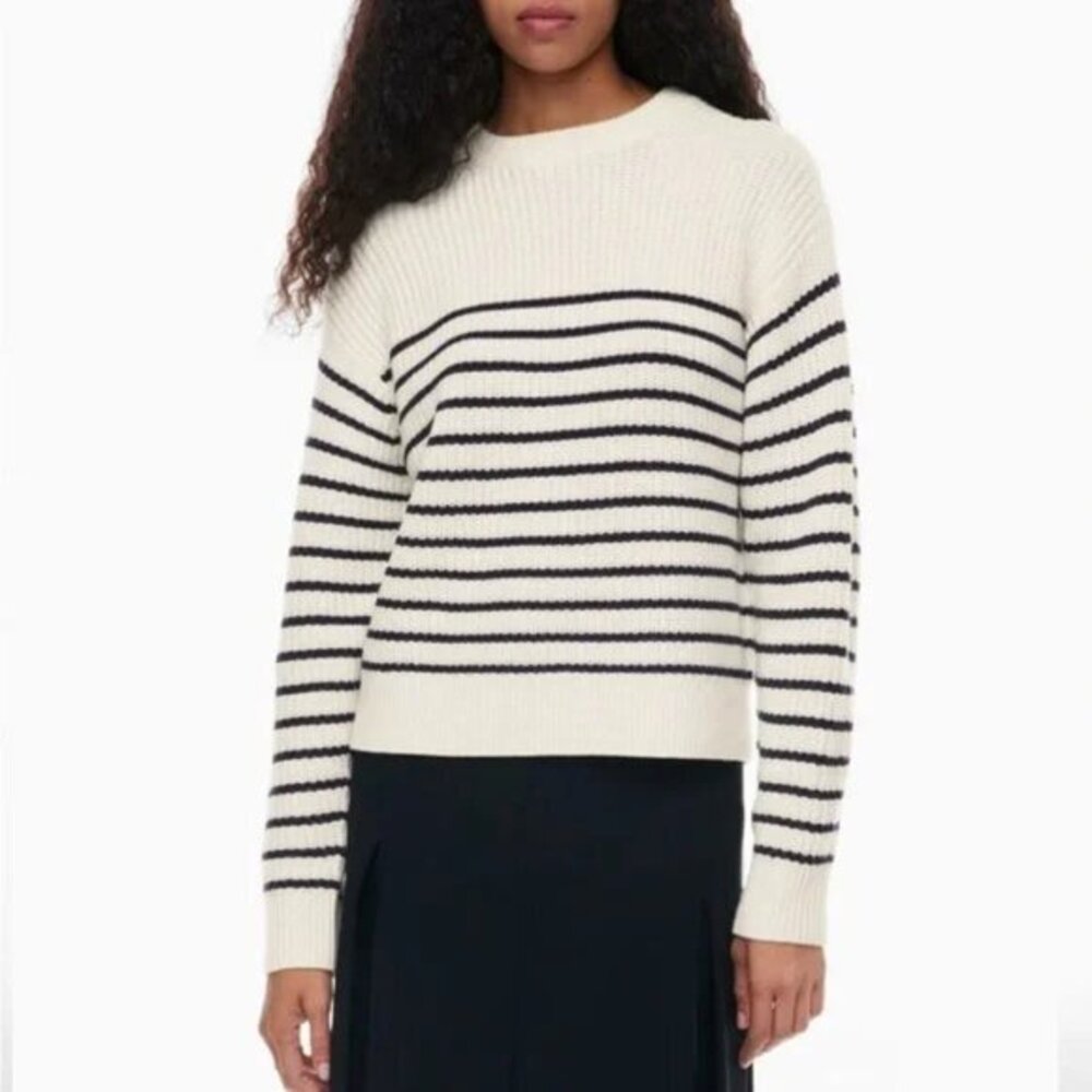 Aritzia Cream and Black Striped Sweater